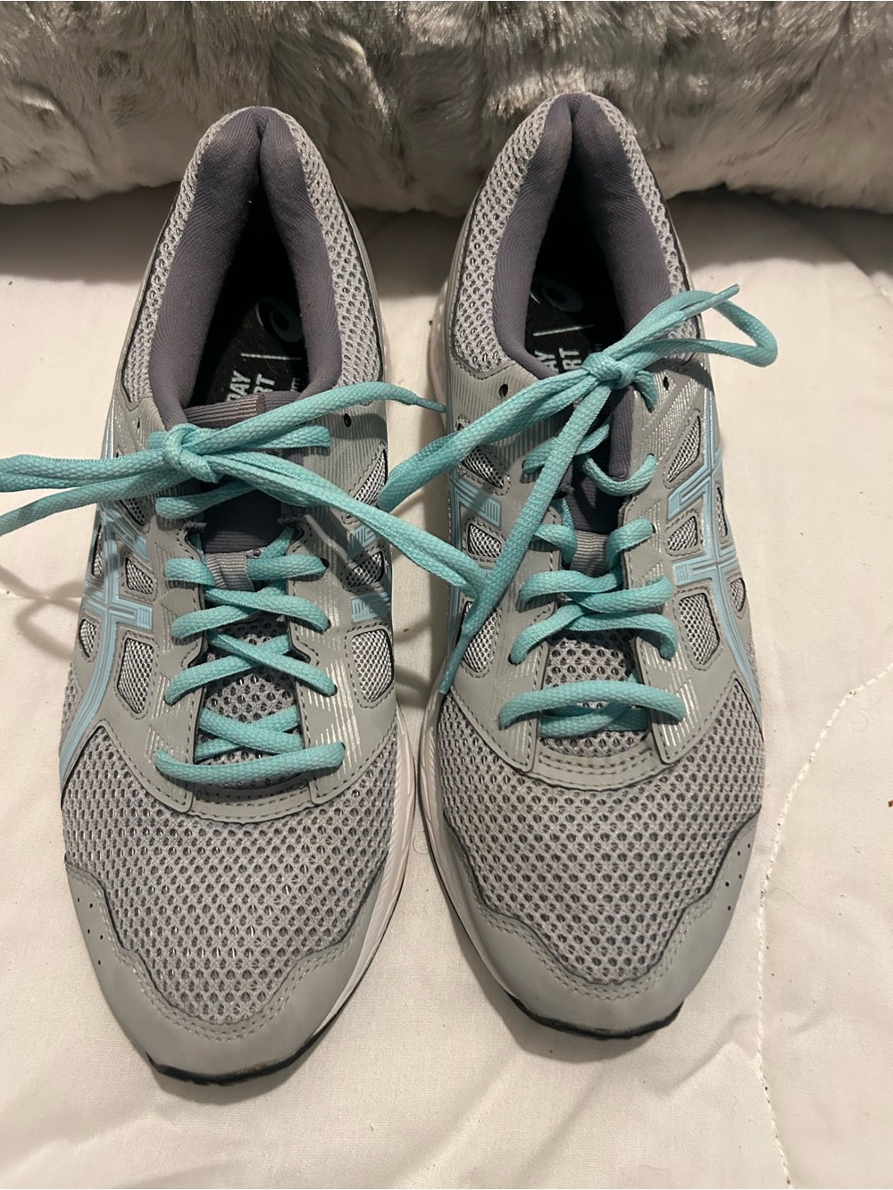 Asics Women's Grey and Teal Athletic Running Shoes